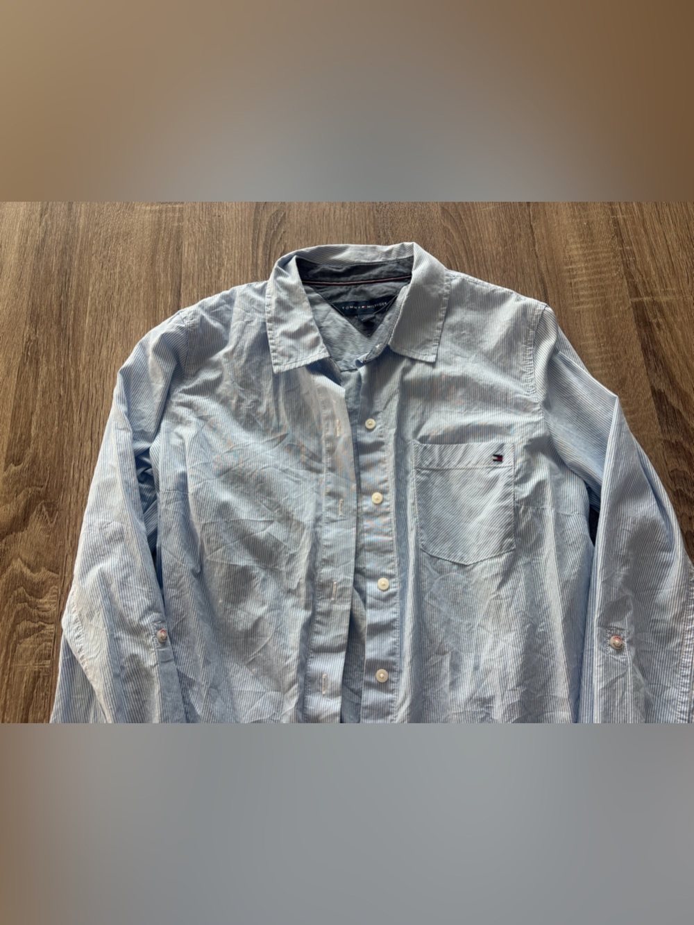 Tommy Hilfiger Light Blue Pinstriped Button-Down Shirt